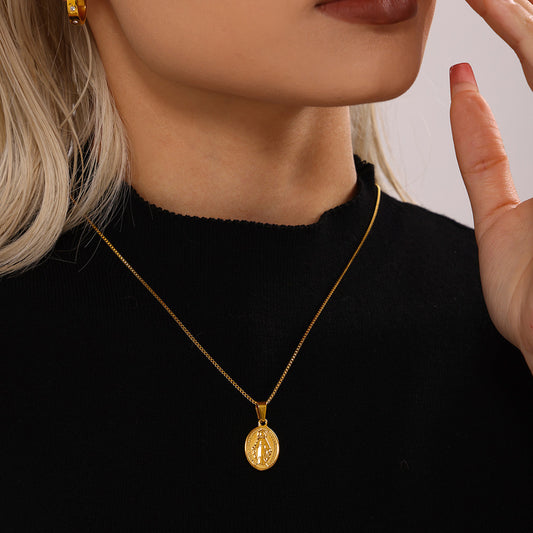 Box Chain Stainless Steel Plated 18K Gold Necklace