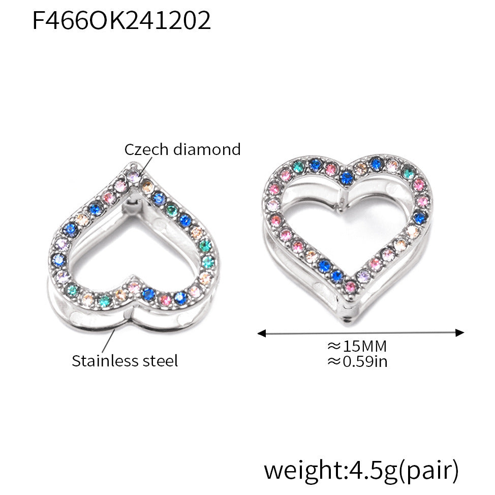 Stainless Steel Double-sided Love Color Zircon Earrings