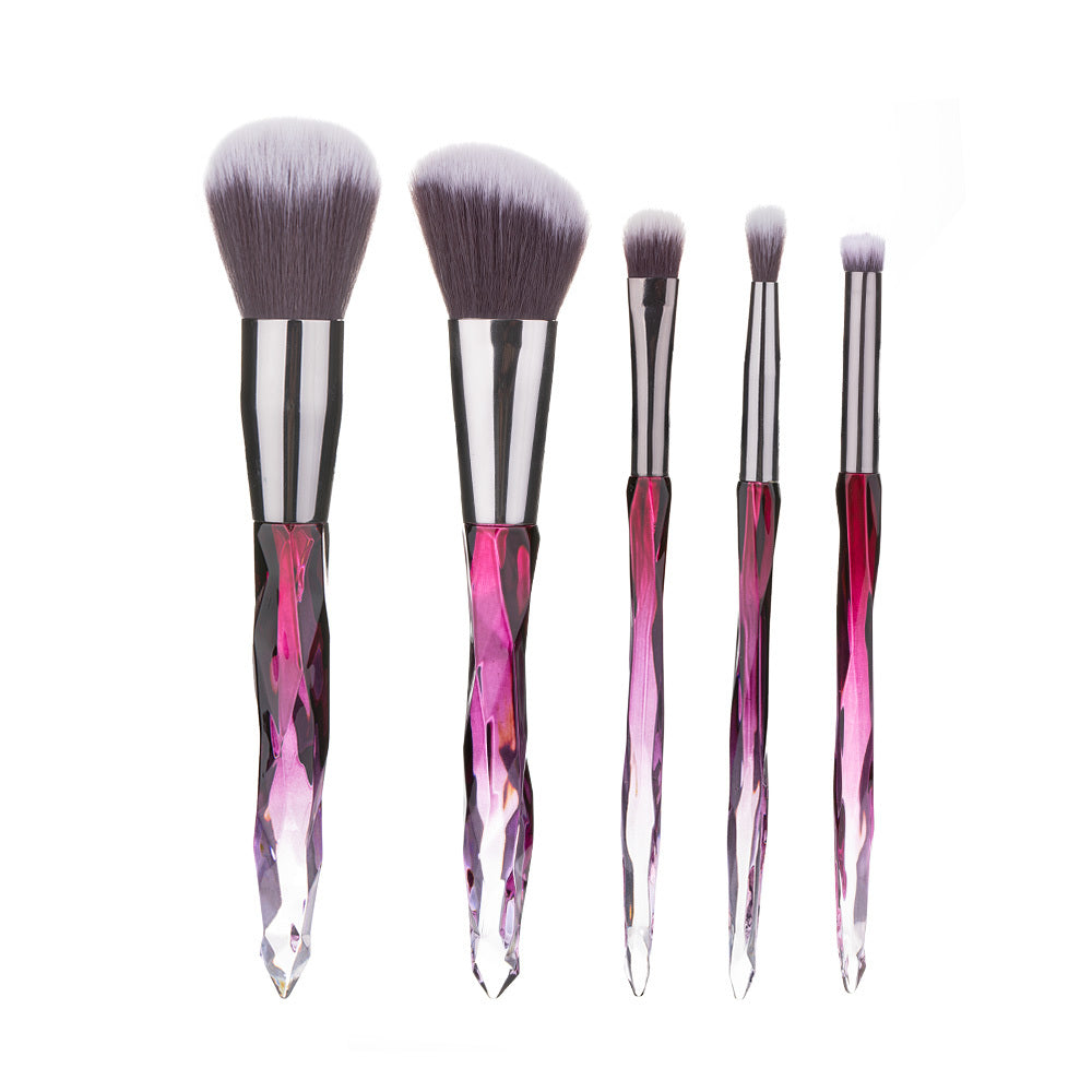 Clear crystal diamond handle makeup brush set