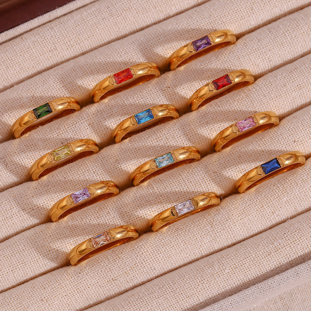 December Color Zircon Ring 18K Gold Plating