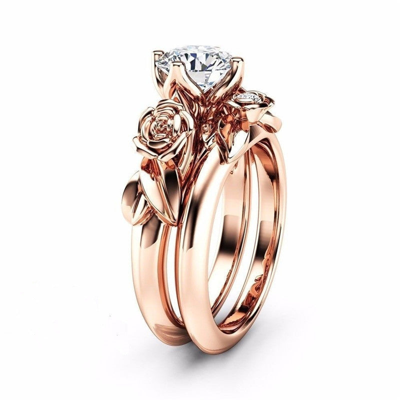 Peach Heart Claw Zircon Ring Drop-shaped Diamond