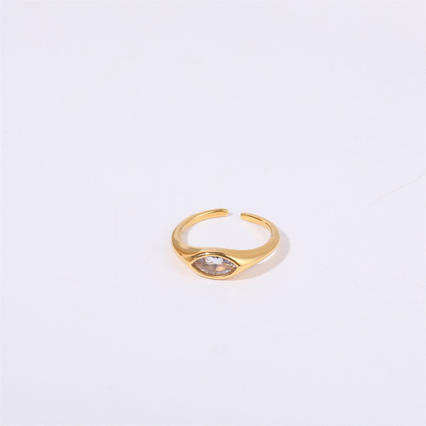 Color Retaining European And American Horse Eye Zircon Ring Female Simple Commute