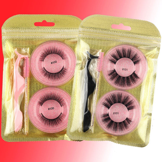 False Eyelashes Mink Hair Natural Bushy Round Set Beauty Tools