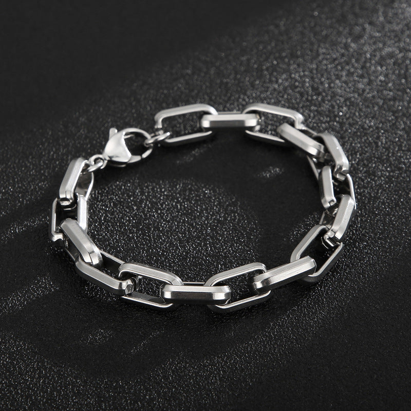 Men's Titanium Steel Hip Hop Geometric Personalized Trimming Bracelet