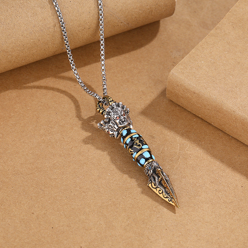 Men's Necklace Domineering Personalized Rotating Dzi Pendant