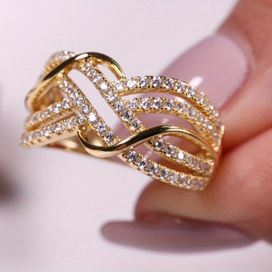 Wave Multi-layer Line Eye-catching Hollow Unique Women Ring