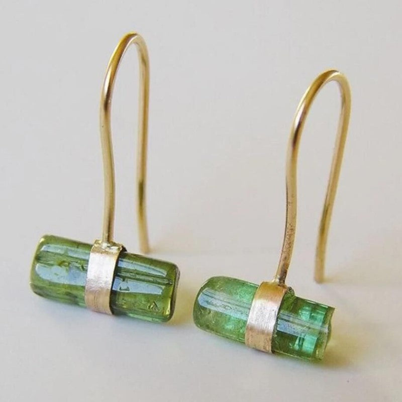 Retro Europe And America Geometric Irregular Simple Green Stone Earrings