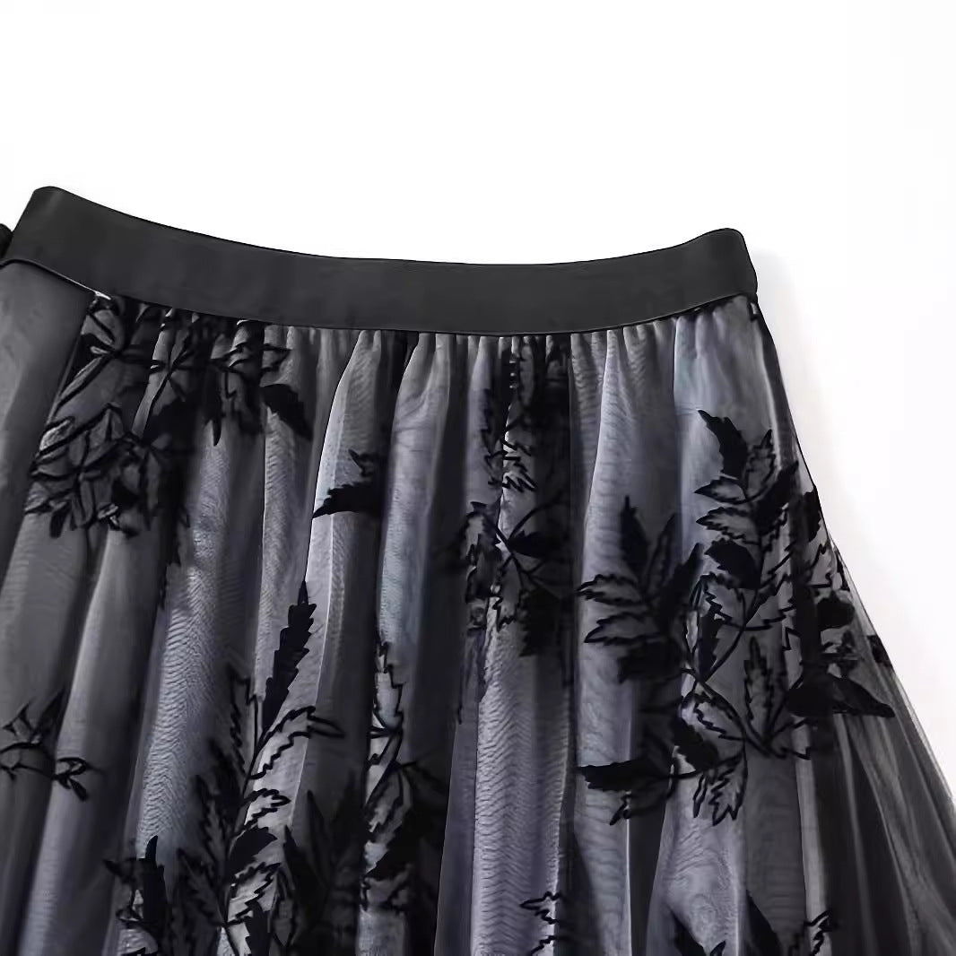 Fashion Personality Flocked Printed Women's Skirt