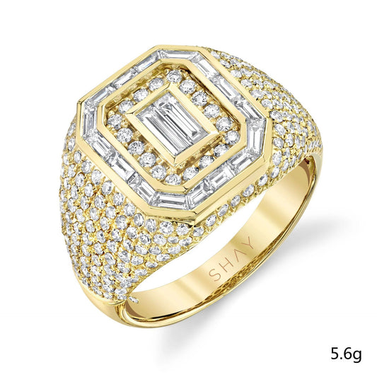 Popular Three-color Diamond Inlaid Square Round Rhinestone Ring