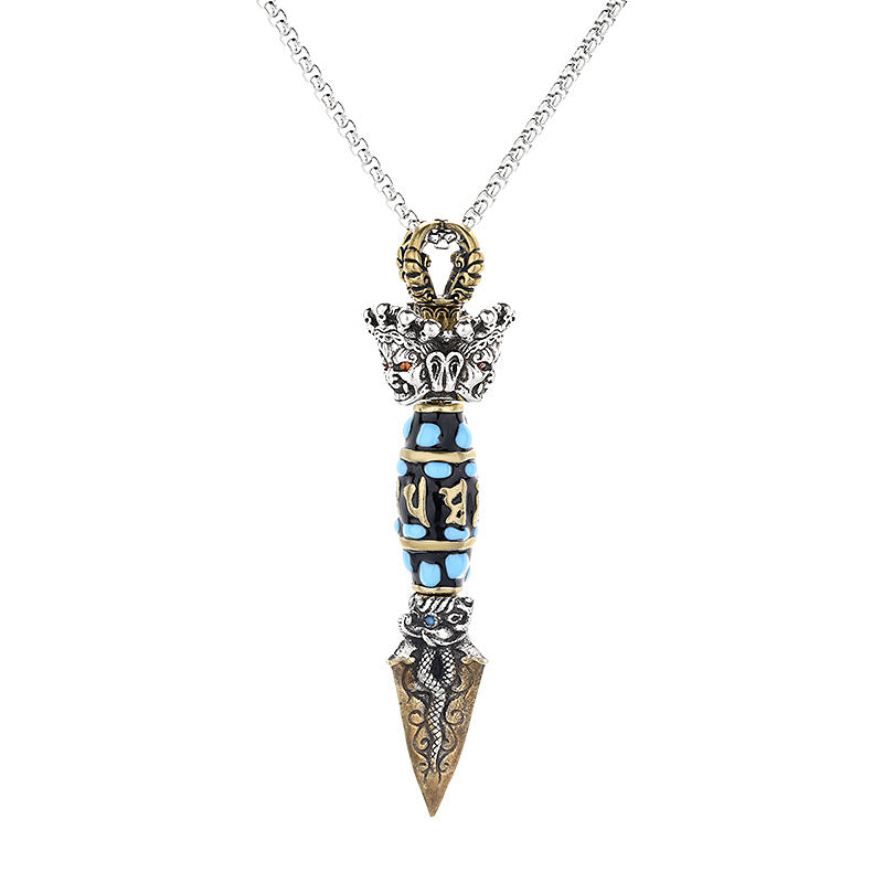 Men's Necklace Domineering Personalized Rotating Dzi Pendant