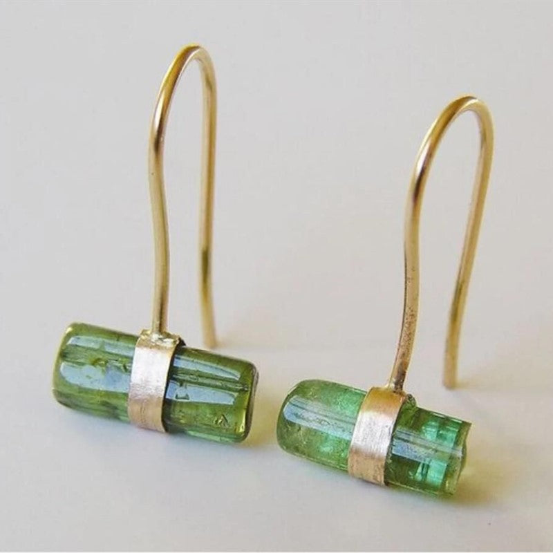 Retro Europe And America Geometric Irregular Simple Green Stone Earrings