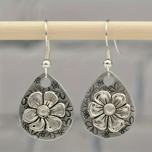 National Fashion Drop-shaped Carved Earrings