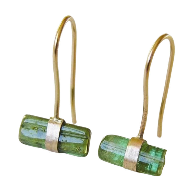 Retro Europe And America Geometric Irregular Simple Green Stone Earrings