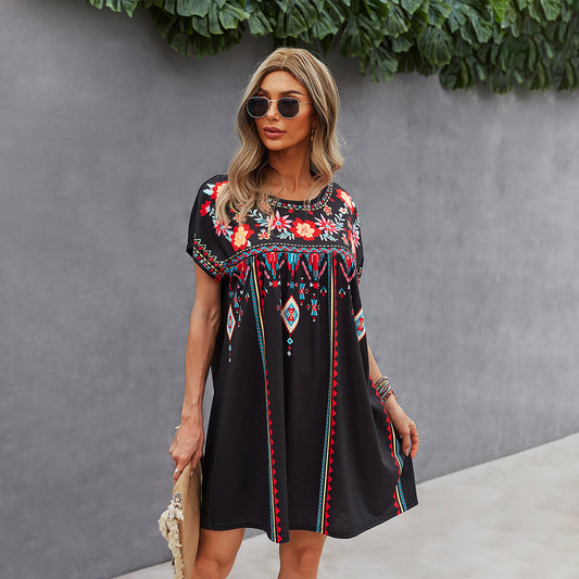 Casual Holiday Dress Loose Short Female Lady