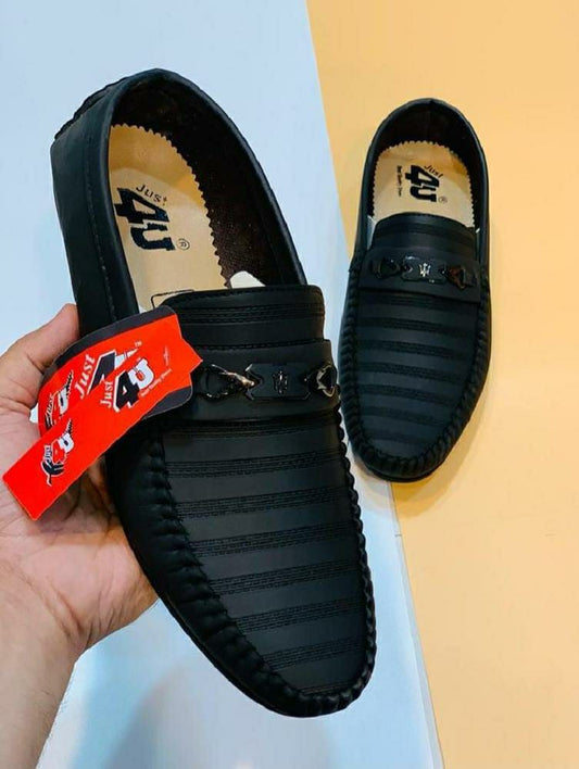 Men's Black Loafers (Black Lines)