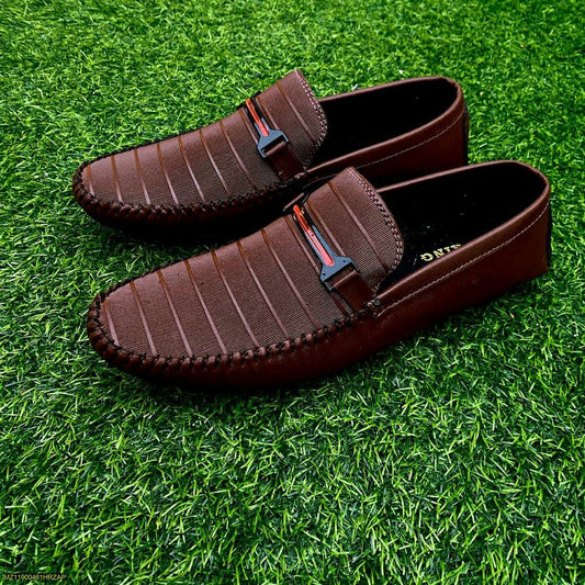 Men's Synthetic Leather Casual Loafers (Brown Design)