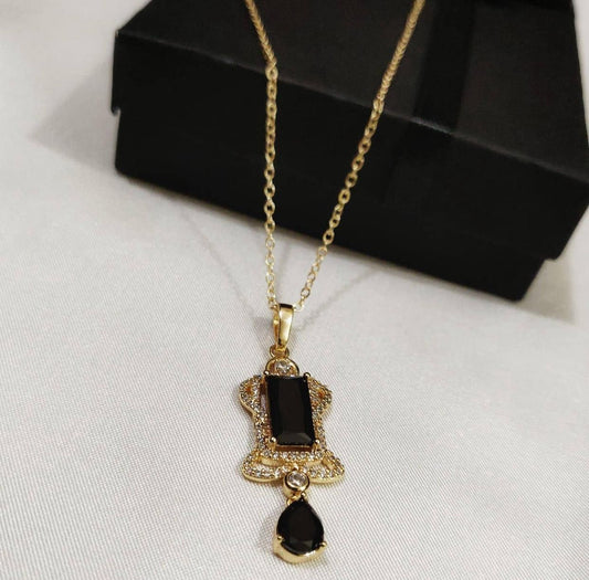 1 Carat Gold Black Aqeeq Pendant