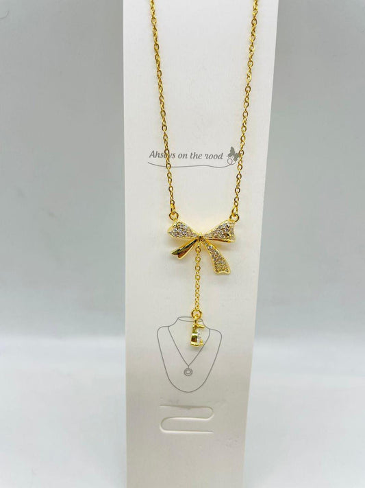 Gold Plated Bow Design Pendant