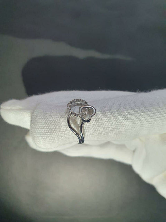 Heart Design Silver Plated Zircon Anniversary Ring