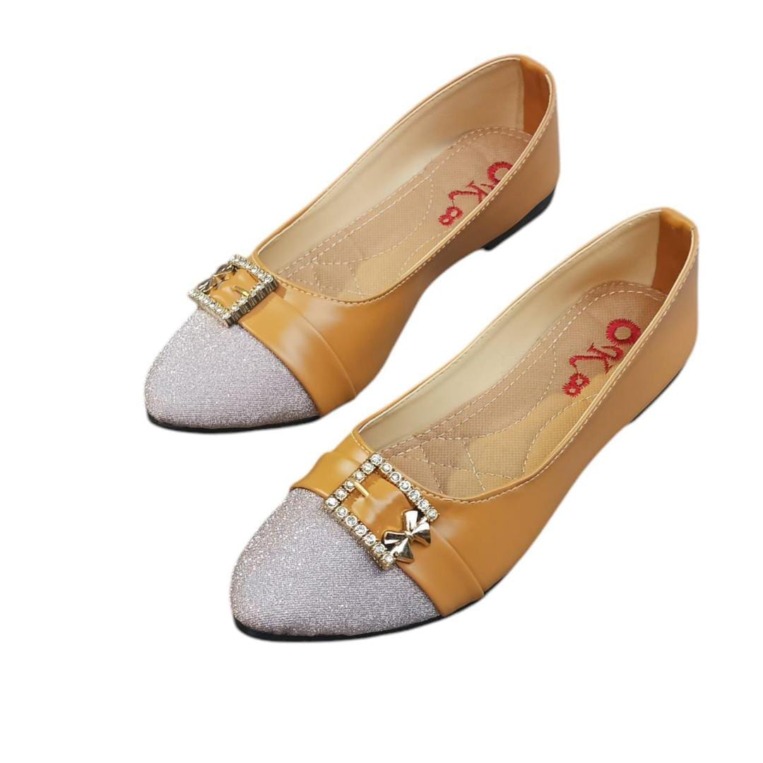 Women's PU Leather Fancy Pumps (Purple,Golden Design)