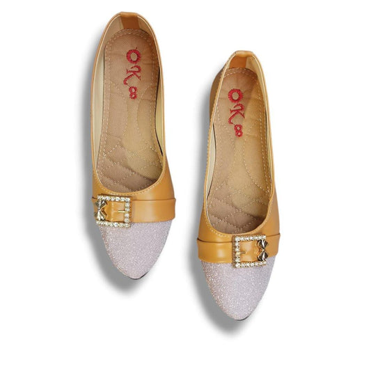 Women's PU Leather Fancy Pumps (Purple,Golden Design)