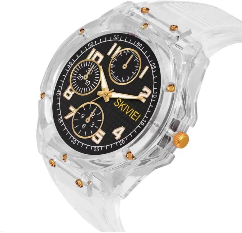 Transparent Analog Watch For Boys (White, Muddy Color)