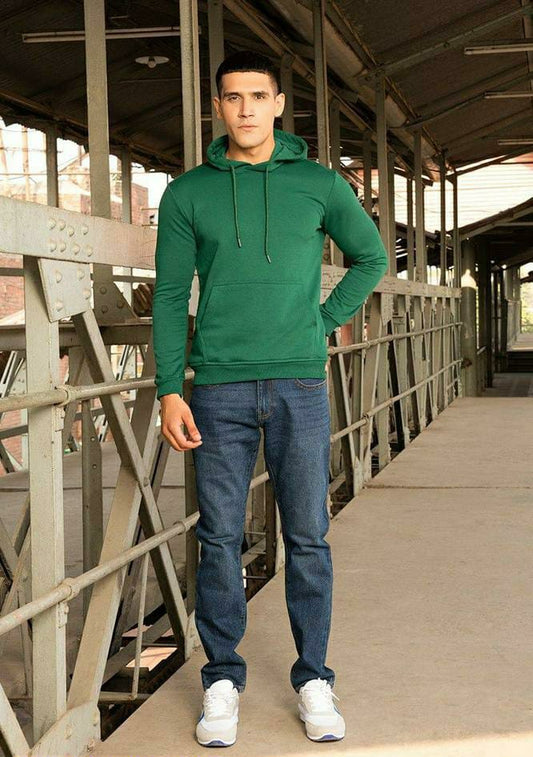 1 Pc Men's Stitched Fleece Plain Hoodie (Green)