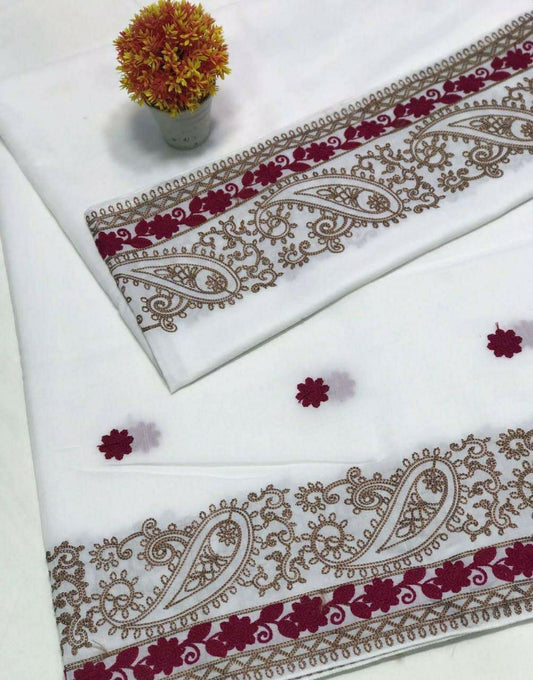 Women's Swiss Embroidered Shawl (White)