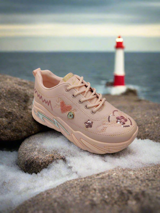 Women's Leather Casual Sneakers (Light Pink)