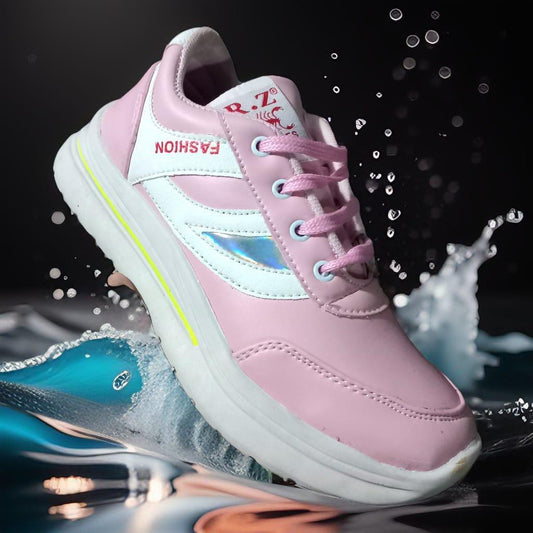 Women's Leather Casual Sneakers (Pink)