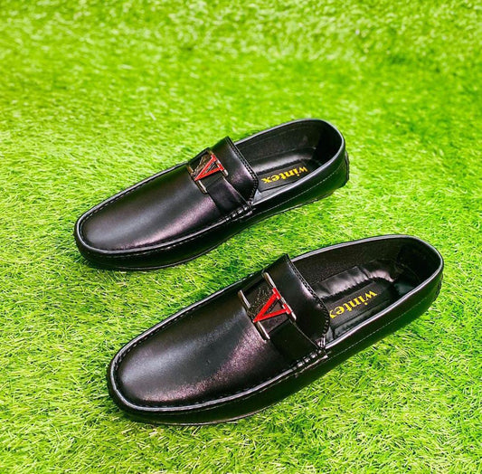 Men's Synthetic Leather Casual Loafers (Red Logo)