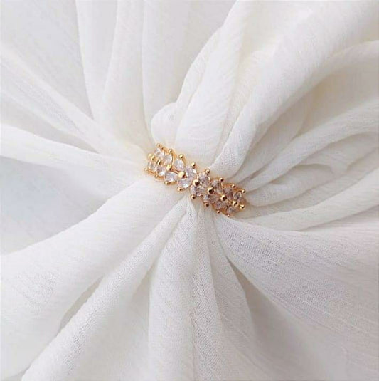 Elegant Gold Plated Crystal Adjustable Ring (Golden)