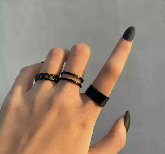 Alloy Plated Hip Hop Rings, Pack of 3