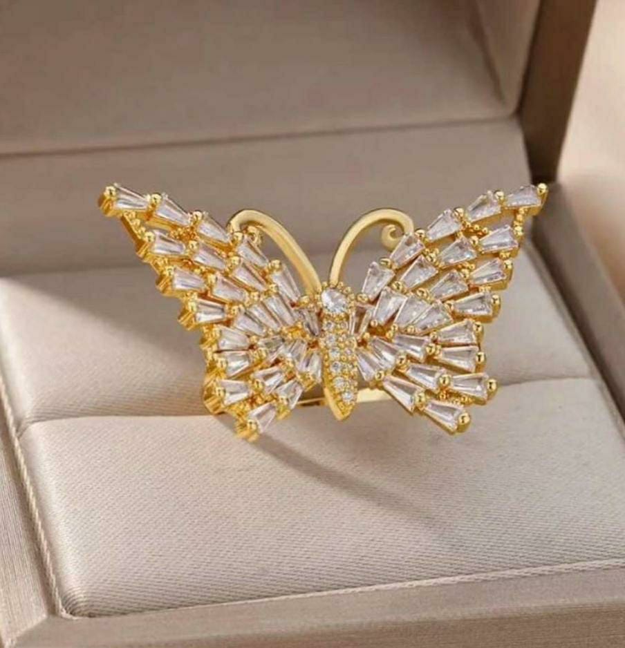 Adjustable Zircon Butterfly Style Ring