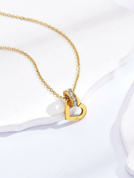 Heart Design Gold Plated Crystal Pendant