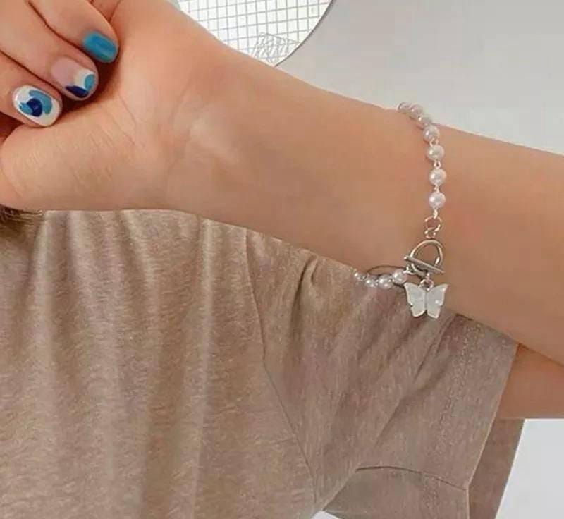 Stylish Butterfly Pearl Bracelet