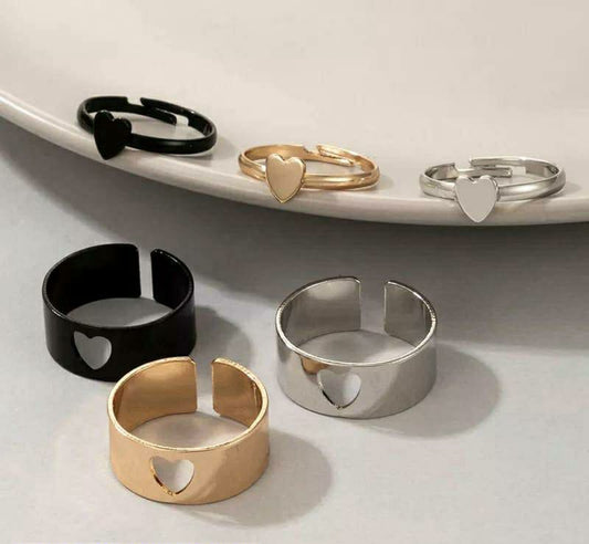 6 Pcs Trendy Couple Heart Rings