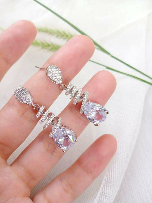 Silver Plated Zircon Earrings