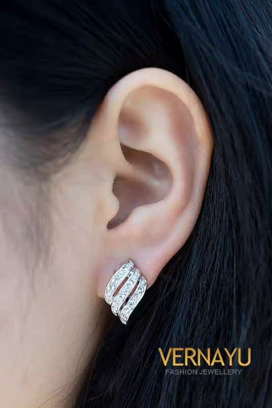 Elegant Modern Design Silver Plated Earrings with Artificial Stones for Women