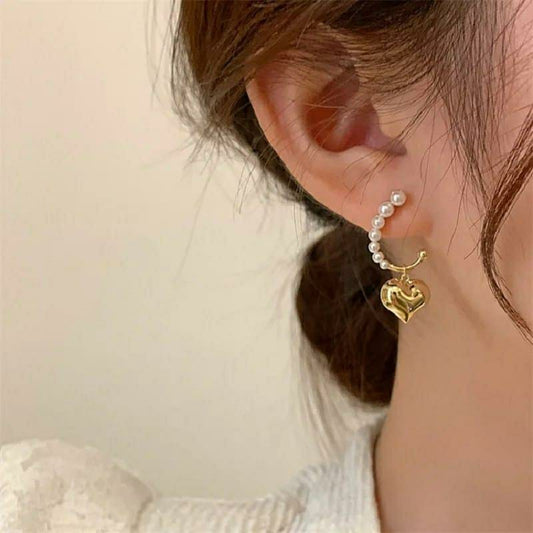 Elegant Heart Design Gold Plated Earrings for Women - Packed in a Safe Box