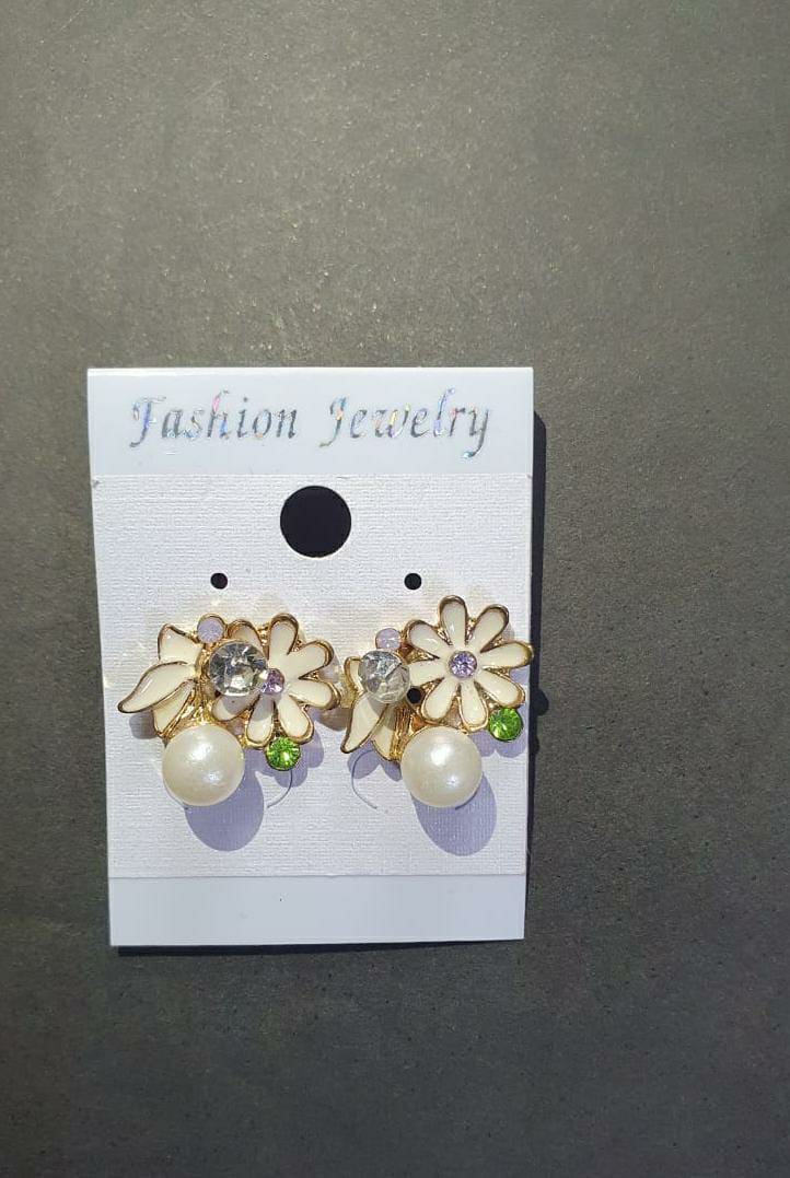 Elegant Gold Plated Pearl Flower Earrings for Women - Unique Design