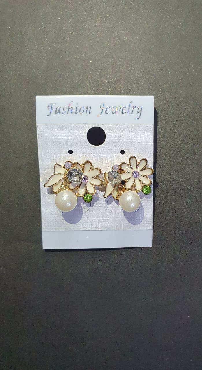 Elegant Gold Plated Pearl Flower Earrings for Women - Unique Design