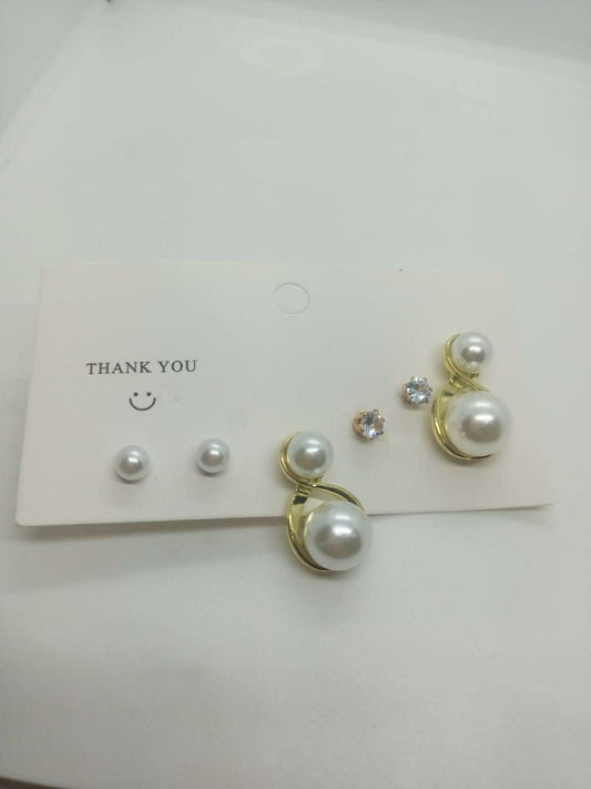 Elegant Gold Plated Pearl Stone Earrings Set for Women