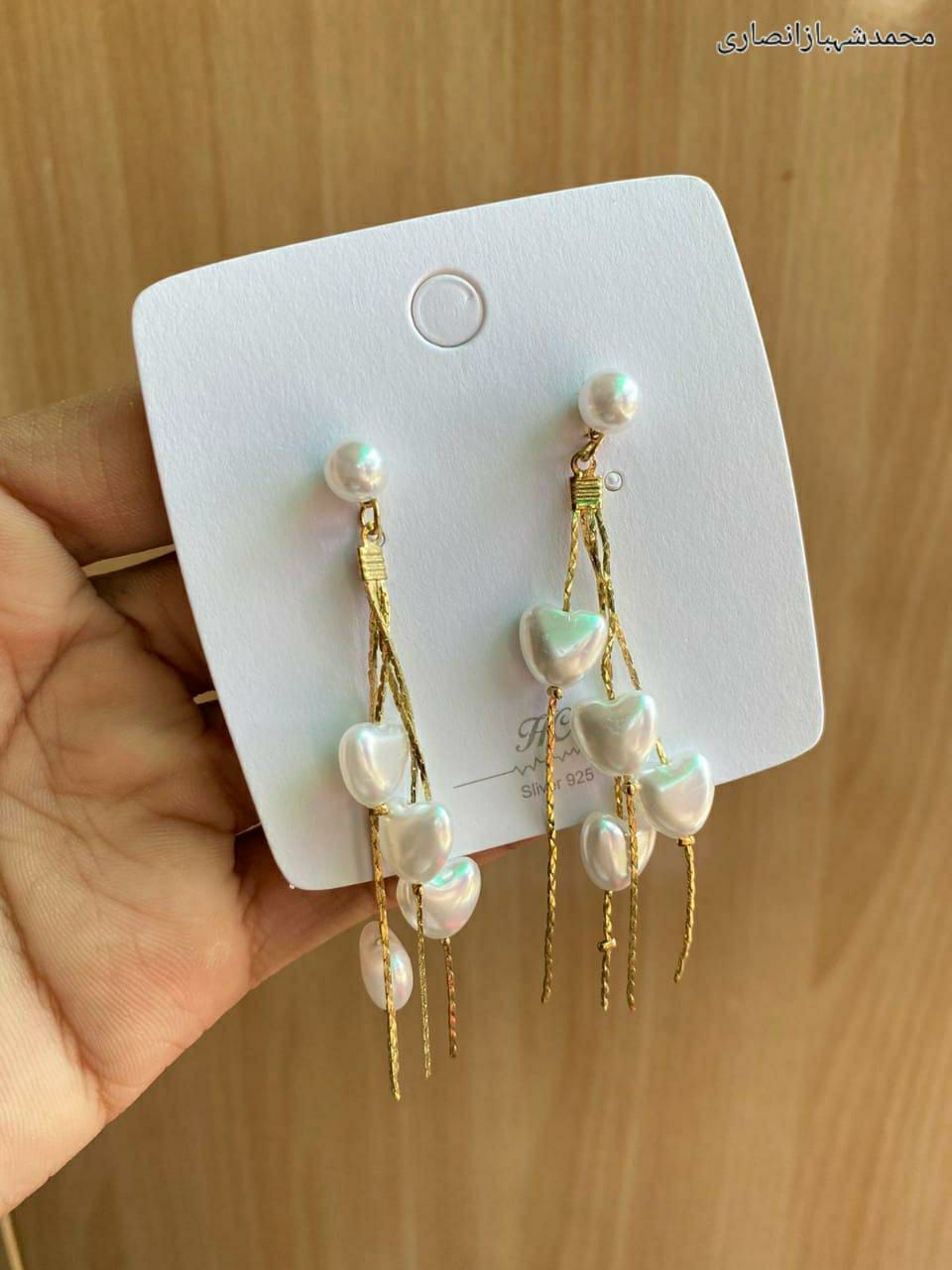 Heart Design Gold Plated Pearl Earrings