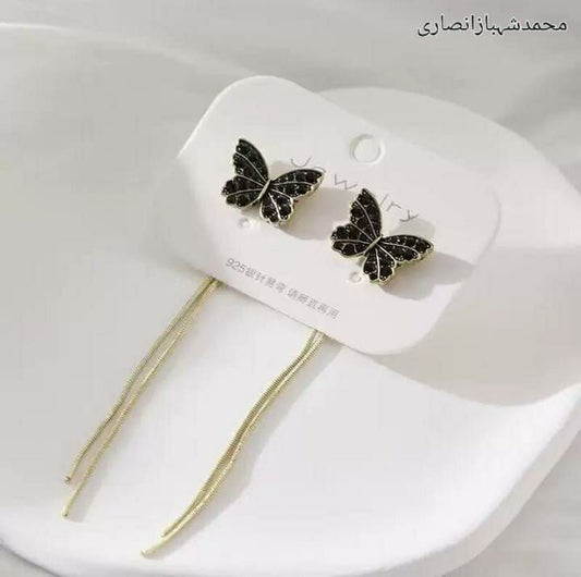 Butterfly Design Gold Plated Artificial Stones Earrings