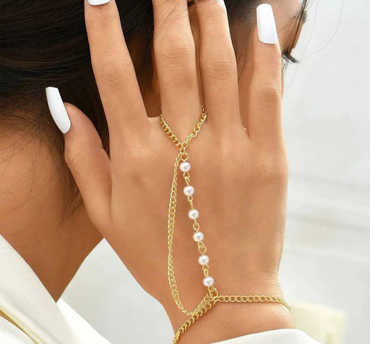 1 Pc Alloy Gold Plated Beautiful Pearls Bracelet