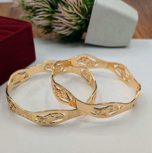 Antique Design Kara Bangle - Set of 2 Pcs Gold Plated Women's Bangles