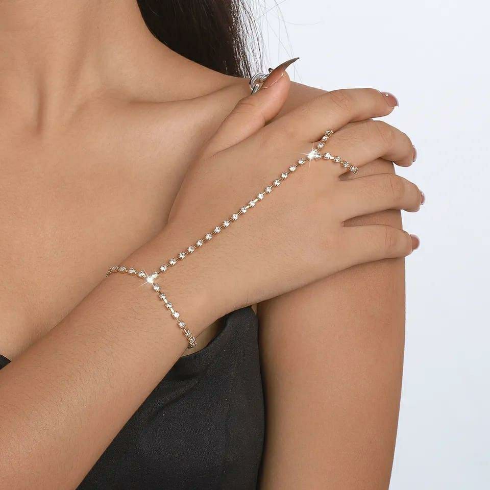 1 Pc Modern Design Gold Plated Crystal Chain Bracelet