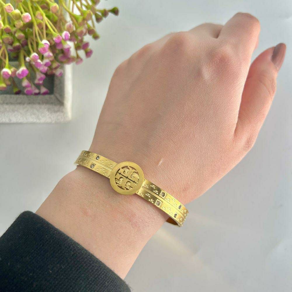 1 Pc Antique Design Gold Plated Kara Bangle