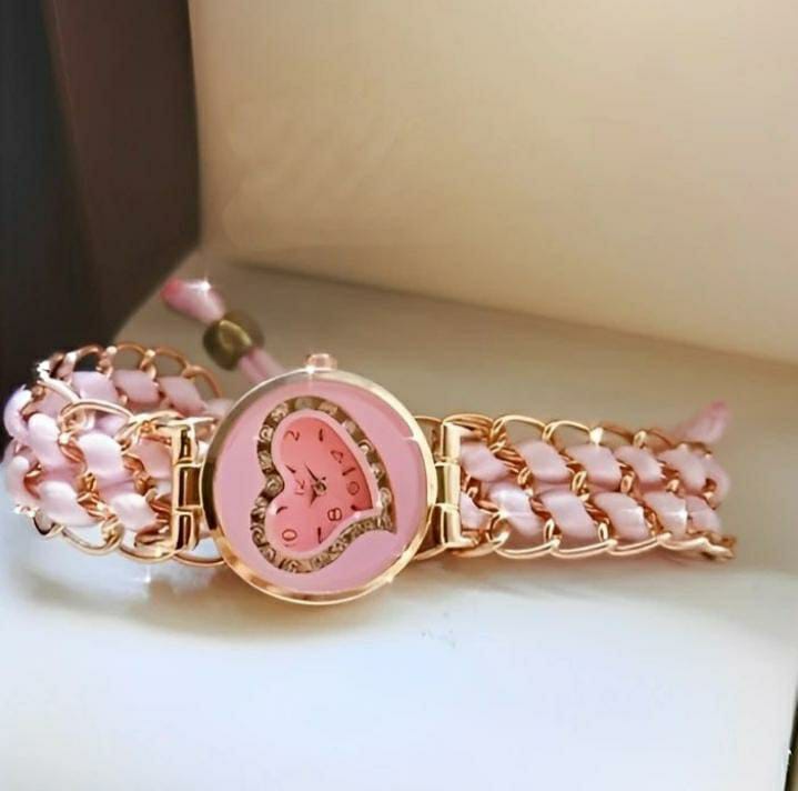 Chain Strap Women's Bracelet Watch (Pink)